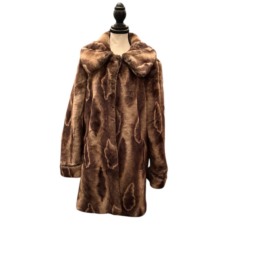 Hilary Radley Brown Patterned Teddy Jacket